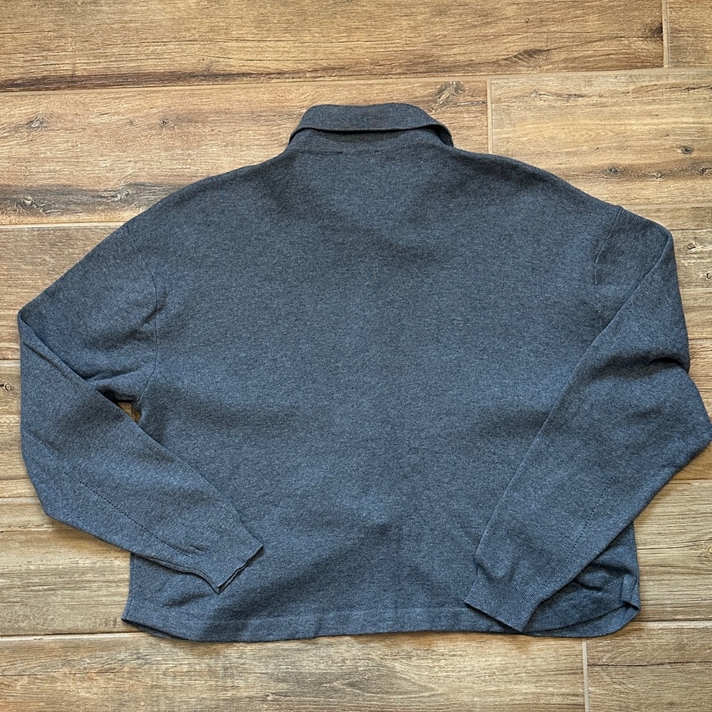 Wrap Charcoal Gray Button-Front Women's Sweater Jacket - Picture 9 of 13